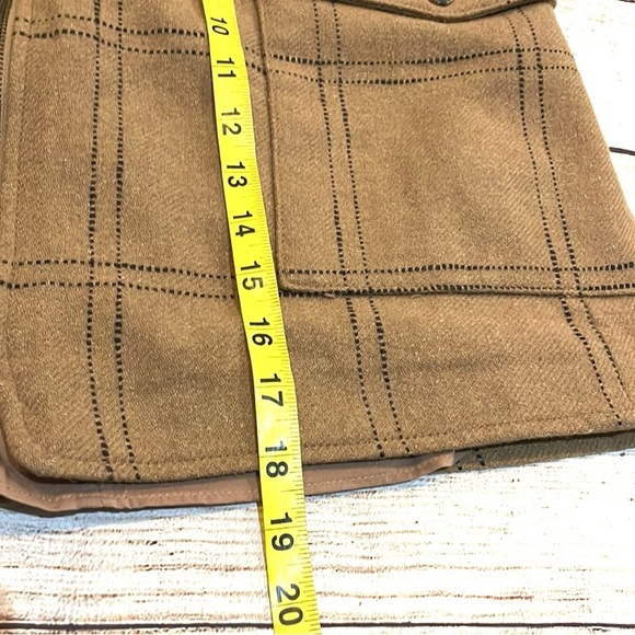 Madewell Zip-Front Wool Blend Mini Skirt Windowpane print Tan Size 8 Pockets - Picture 11 of 13